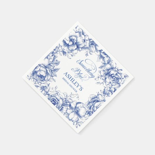 何か青いブライダルシャワー スタンダードカクテルナプキン (角)