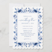 何か青いブライダルシャワー 招待状 (正面)