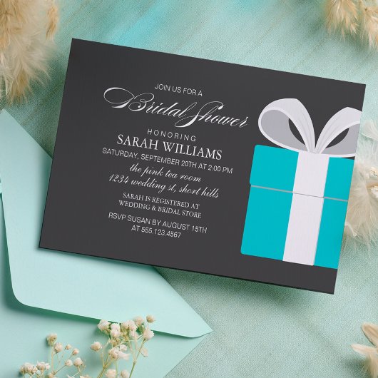 何か青いブライダルシャワー 招待状