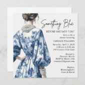 何か青いブライダルシャワー 招待状 (正面/裏面)