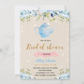 何か青いブライダルティーパーティの招待状 招待状 (正面)