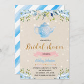 何か青いブライダルティーパーティの招待状 招待状 (正面/裏面)