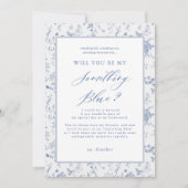 何か青いブライダルパーティ 招待状 (正面)