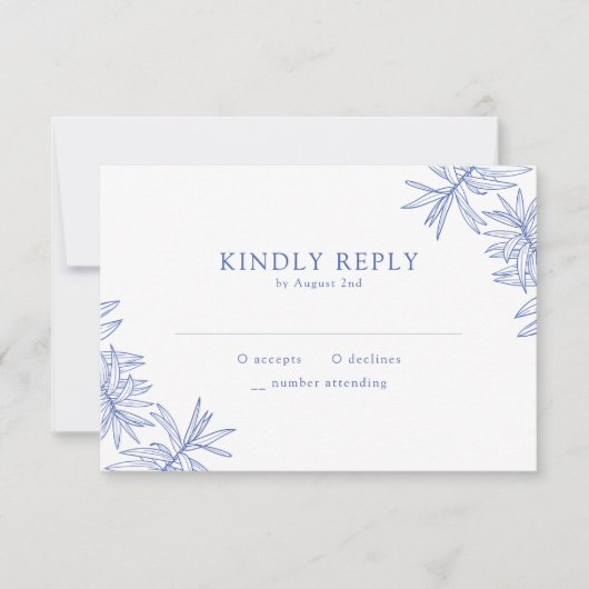 何か青いミニマルエレガント主義の植物学 出欠カード (正面)