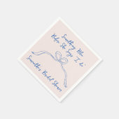 何か青いリボン手描きのウェディングシャワー スタンダードカクテルナプキン (角)