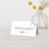 何か青いリボン ブライダルシャワー 結婚式 プレイスカード (正面)