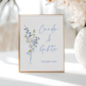 何か青いワイルドフラワーリボンカード&ギフト ポスター