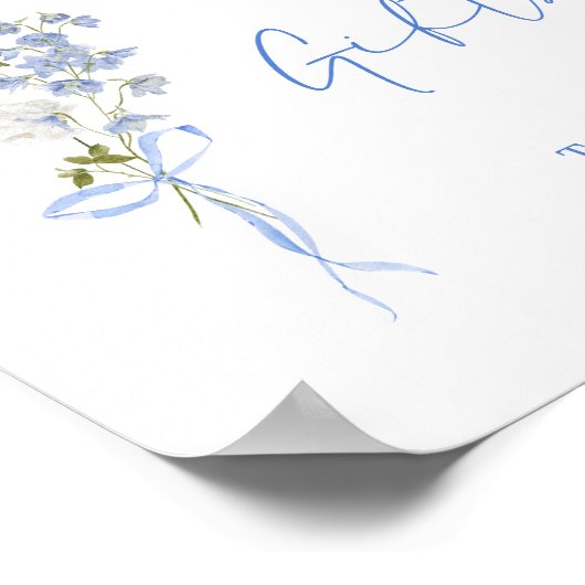 何か青いワイルドフラワーリボンカード&ギフト ポスター (角)