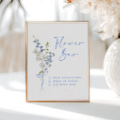 何か青いワイルドフラワーリボンフラワーバー ポスター