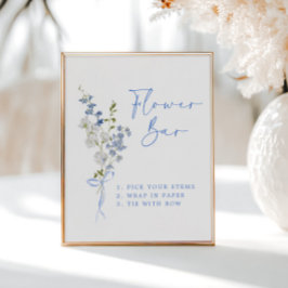 何か青いワイルドフラワーリボンフラワーバー ポスター