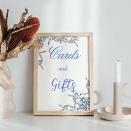 何か青い前にブライダルシャワーサイン ポスター