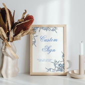 何か青い前にブライダルシャワーサイン ポスター