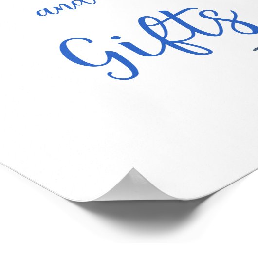 何か青い前にブライダルシャワーサイン ポスター (角)