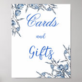 何か青い前にブライダルシャワーサイン ポスター (正面)