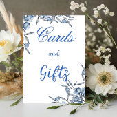 何か青い前にブライダルシャワーサイン 台座サイン