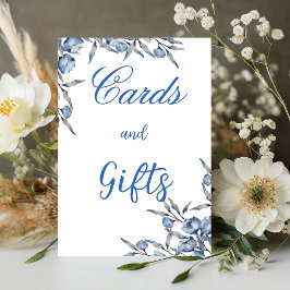 何か青い前にブライダルシャワーサイン 台座サイン