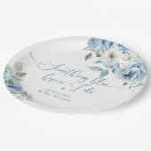 何か青い前にブライダルシャワー ペーパープレート (アングル)