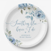 何か青い前にブライダルシャワー ペーパープレート (正面)