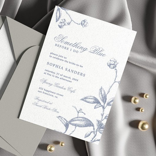 何か青い前にブライダルシャワー 招待状