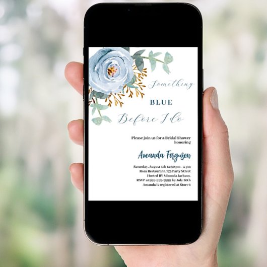 何か青い前にブライダルシャワー 招待状
