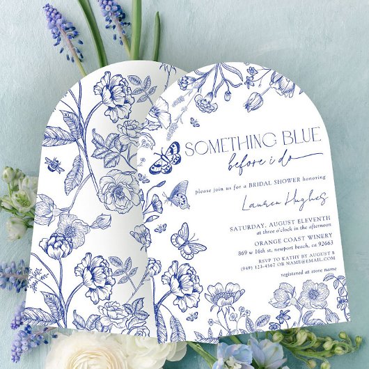 何か青い前に私がフローラブライダルシャワー 招待状