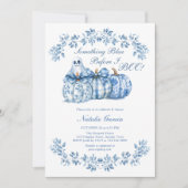 何か青い前に私はカボチャブライダルシャワー 招待状 (正面)