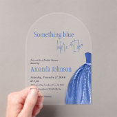何か青い前に私はドレスブライダルシャワー アクリル招待状 (インサイチュ (ポータブル))