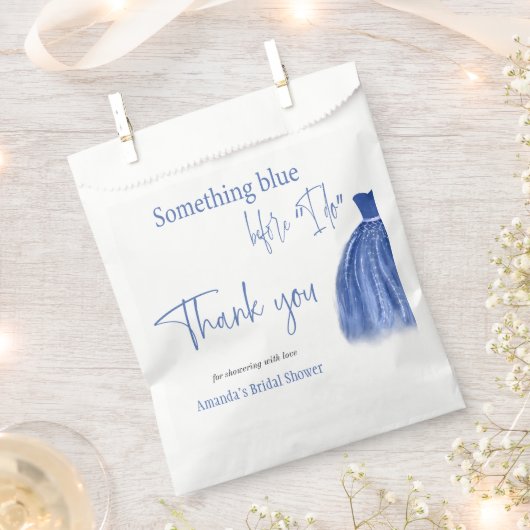何か青い前に私はドレスブライダルシャワー フェイバーバッグ (クリップ留めされた状態)