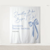 何か青い前に私はブライダルシャワーのバックドロップ タペストリー (正面)