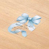 何か青い前に私はブルーボウブライダルシャワー アクリル招待状 (レイダウン)