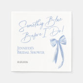 何か青い前に私はブルーボウブライダルシャワー スタンダードカクテルナプキン (正面)