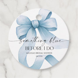 何か青い前に私はブルーボウブライダルシャワー フェイバータグ