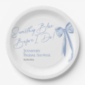 何か青い前に私はブルーボウブライダルシャワー ペーパープレート (正面)