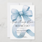 何か青い前に私はブルーボウブライダルシャワー 招待状 (正面)