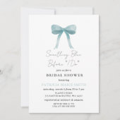 何か青い前に私はブルーボウブライダルシャワー 招待状 (正面)