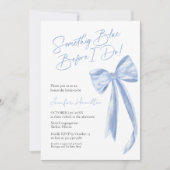 何か青い前に私はブルーボウブライダルシャワー 招待状 (正面)