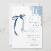 何か青い前に私は弓グリッタードリップ 招待状 (正面)