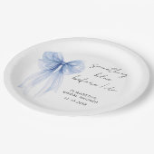 何か青い前に私は弓ブライダルシャワー ペーパープレート (アングル)