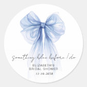 何か青い前に私は弓ブライダルシャワー ラウンドシール (正面)