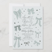 何か青い前に私は弓ブライダルシャワー 招待状 (正面)