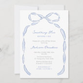 何か青い前に私は弓ブライダルシャワー 招待状 (正面)