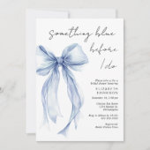 何か青い前に私は弓ブライダルシャワー 招待状 (正面)