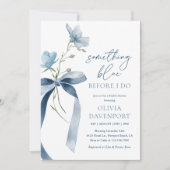 何か青い前に私は弓ブライダルシャワー 招待状 (正面)