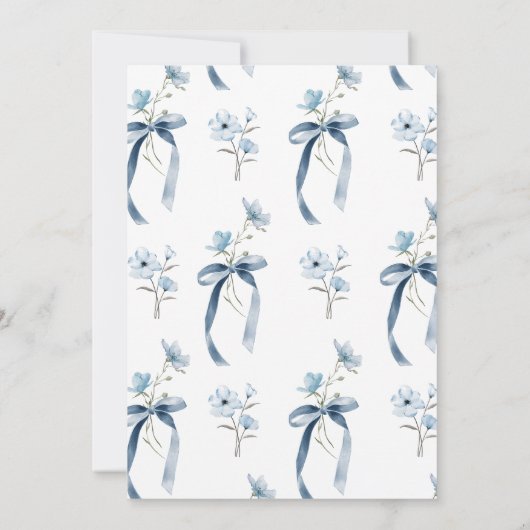 何か青い前に私は弓ブライダルシャワー 招待状 (裏面)