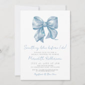 何か青い前に私は弓ブライダルシャワー 招待状 (正面)
