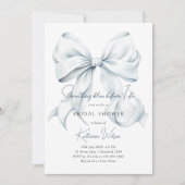何か青い前に私は弓ブライダルシャワー 招待状 (正面)