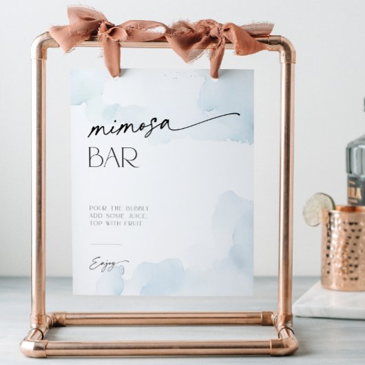 何か青い前に私は雲ミモサバー 台座サイン