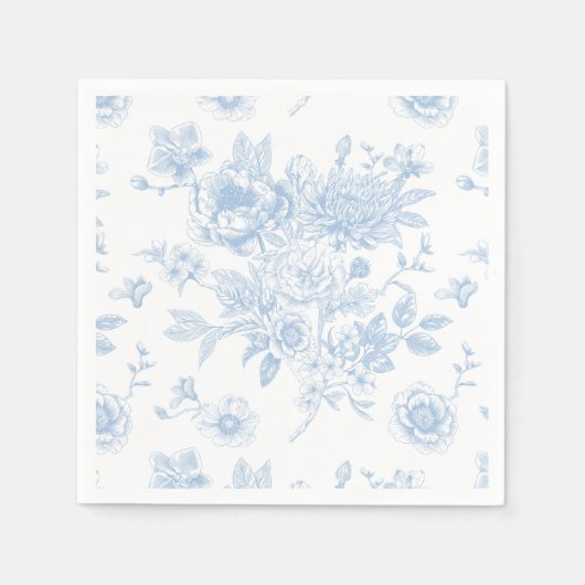 何か青い前に私は青フローラトイル スタンダードカクテルナプキン (正面)