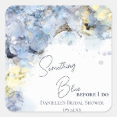 何か青い前紫陽花ブライダルシャワー スクエアシール (正面)