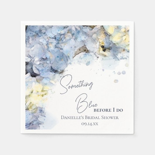 何か青い前紫陽花ブライダルシャワー スタンダードカクテルナプキン (正面)